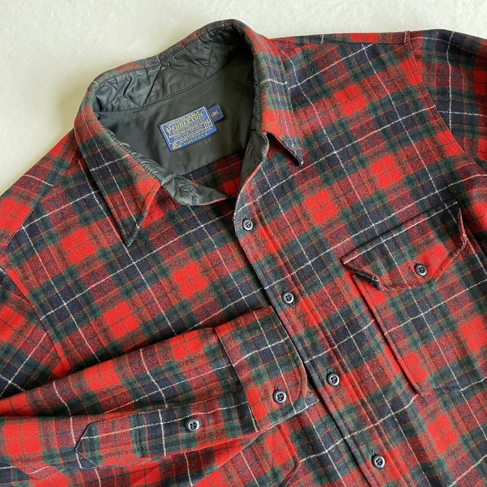 VTG PENDLETON USA PURE VIRGIN  WOOL SHIRT JACKET CRUISER  17 LONG Plaid